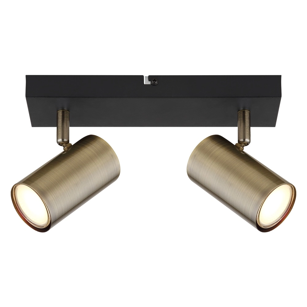 Lampe de plafond à deux lampes Robby noir avec bronze Globo 9007371439980