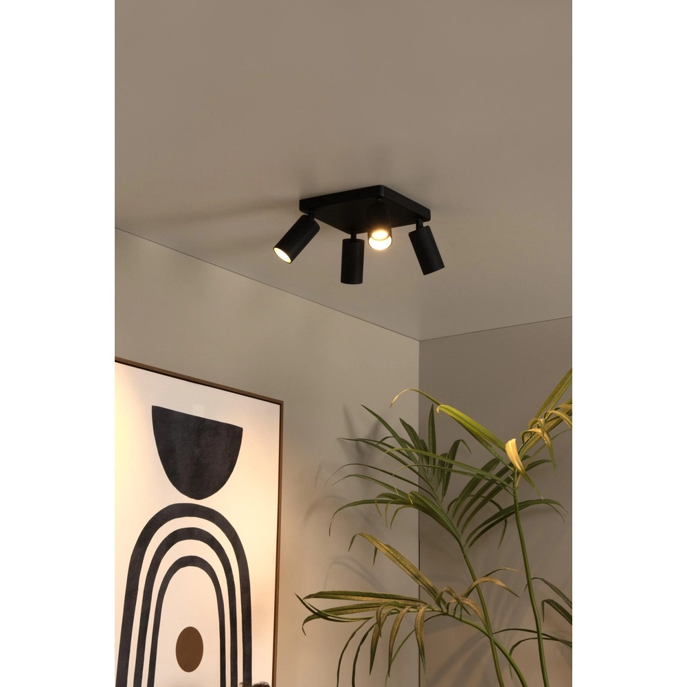 Emplacement de plafond monté en surface Clubs Noir à 4 lumières Lucide 5411212093523