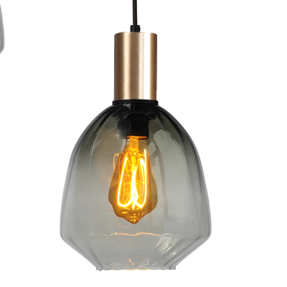 Suspension loft 3 lumières - or - Porto avec des lunettes vertes Nicolette Masterlight 8718121270920