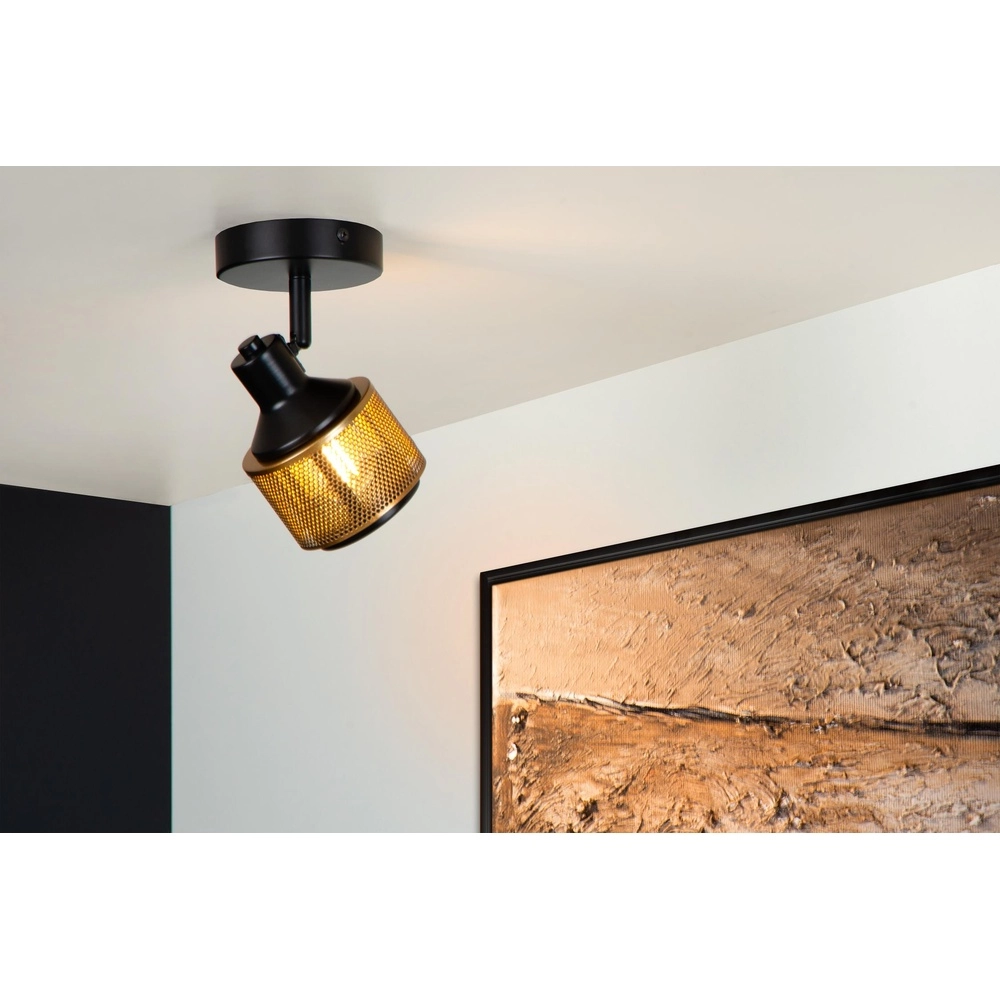 Lampe de plafond Rafa noir avec cuivre Lucide 5411212771285