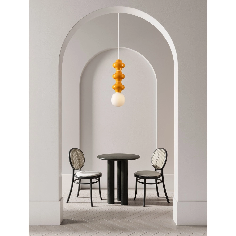 Suspension Clio L céramique orange avec verre blanc Lyora 5212017461322