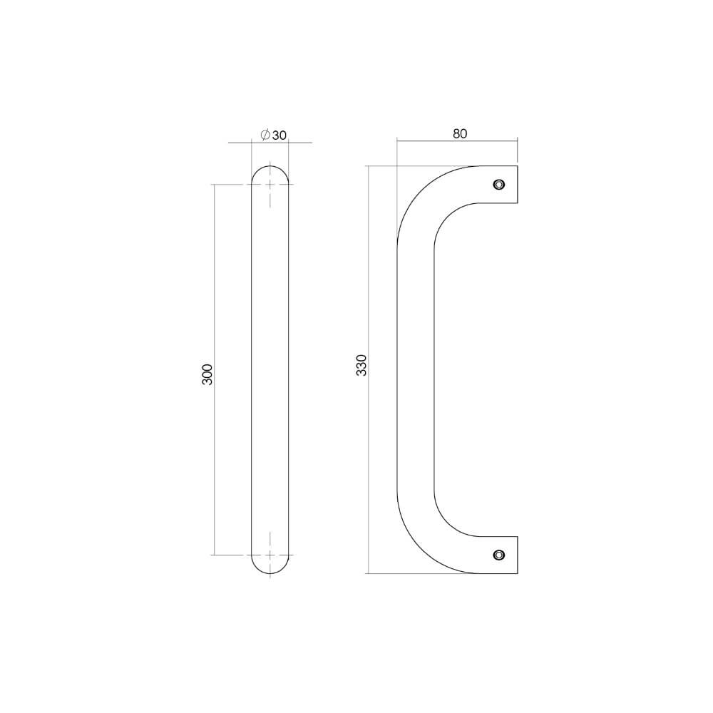 Poignée de porte en forme de U Gripon Acier inoxydable 33cm Intersteel 8714186465394