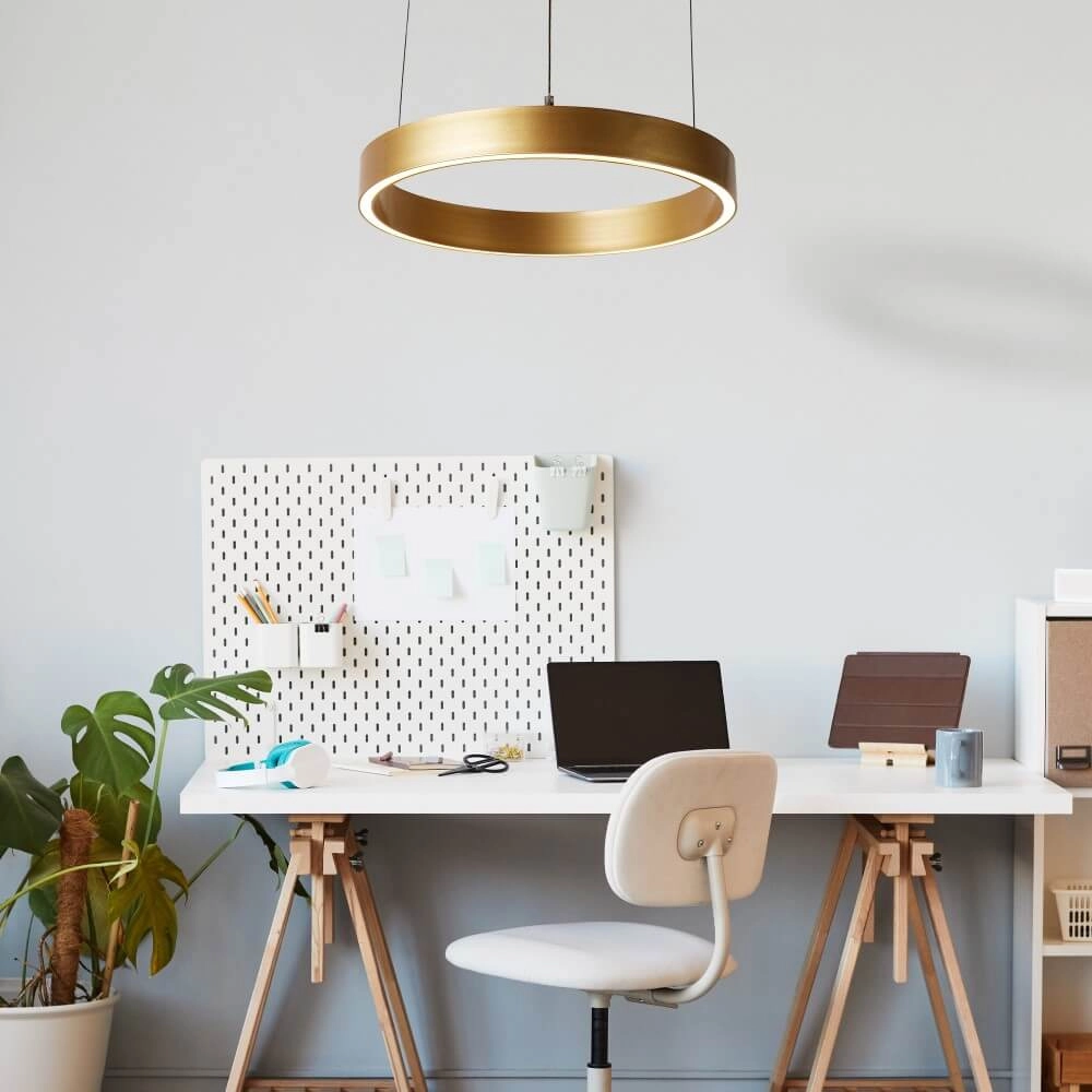 Lampe suspendue dorée Layla rond Ø 44cm Searchlight 5053423255729