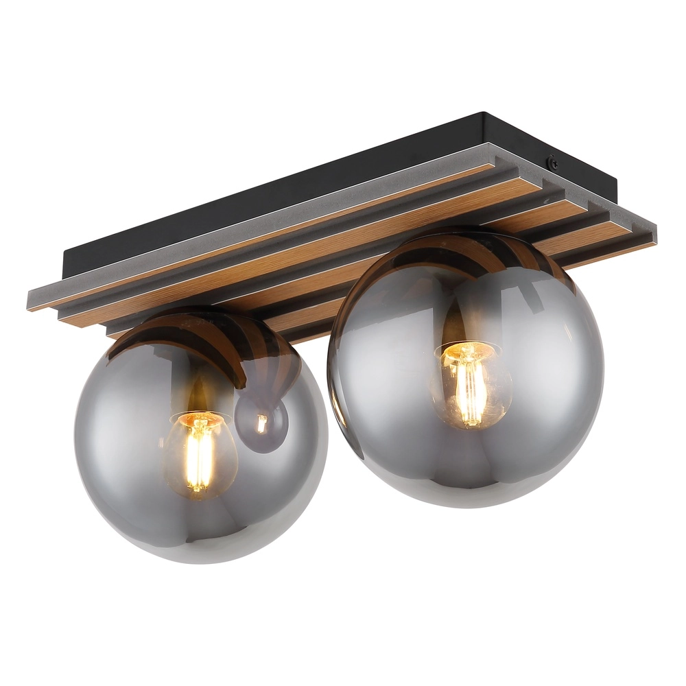 Lampe de plafond Parsons 2-noir clair avec bois