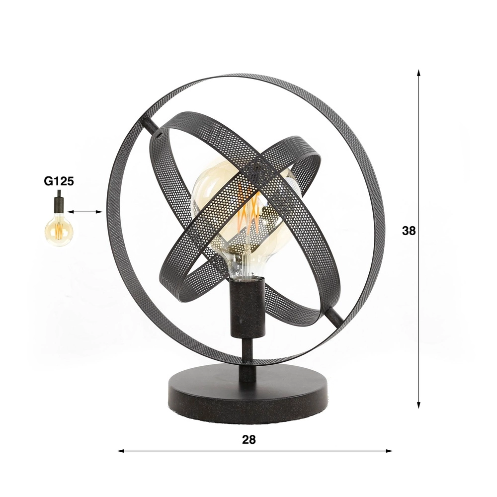 Lampe de table à sphère noire Cosmos Ø 28cm Lyora 8716803513396