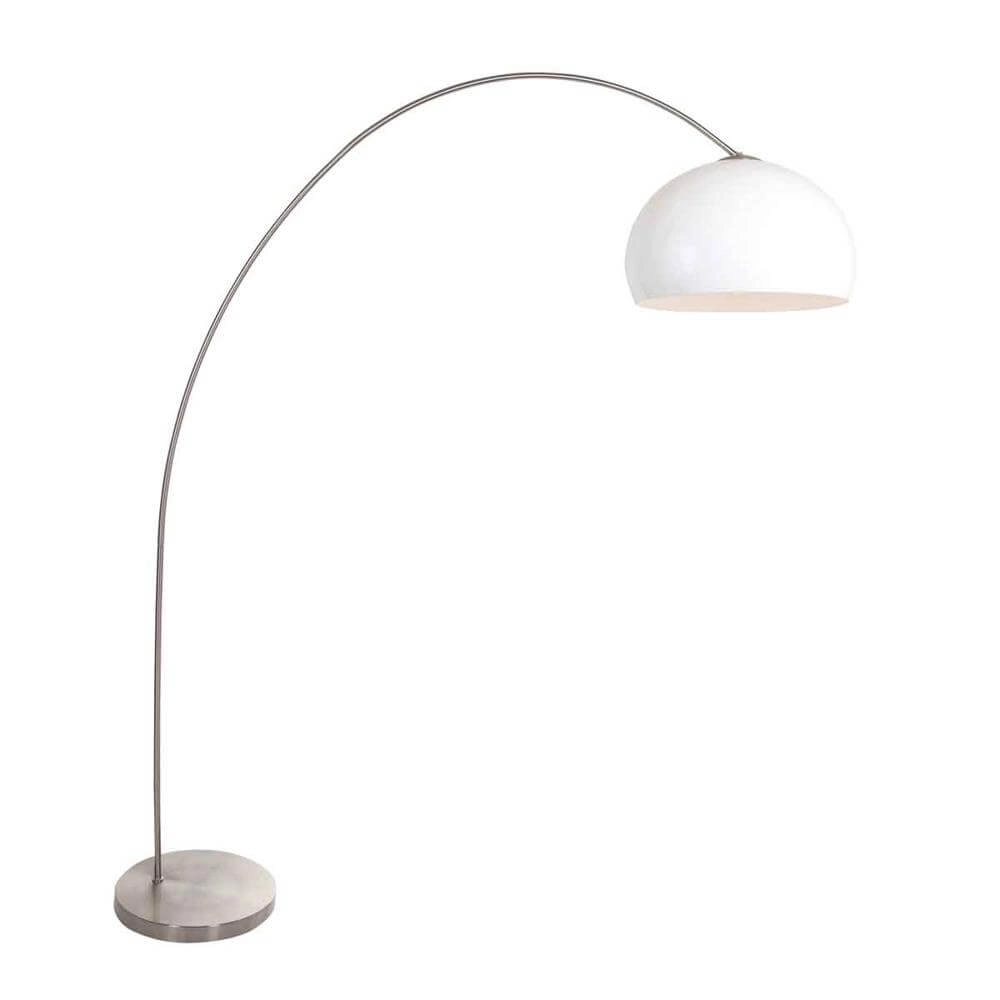 Lampe à arc Solva métal avec abat-jour en dôme blanc