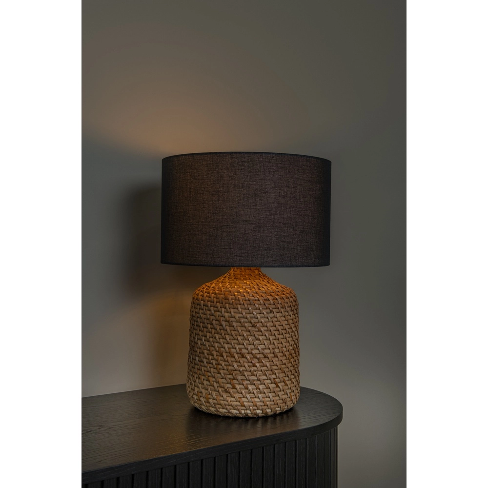 Lampe de table Arrah Ø 35cm - herbiers marins avec calotte noire Premium by Lucide 5411212106124