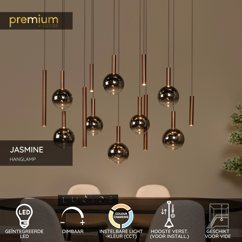 Lampe pendante Vide Design Jasmine Cuivre 14 feux Premium by Lucide 5411212741288