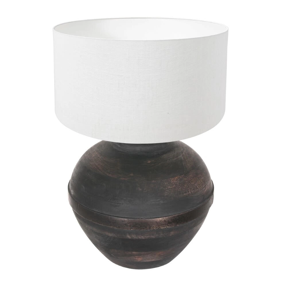Lampe de table chic Lyons B avec abat-jour en lin blanc