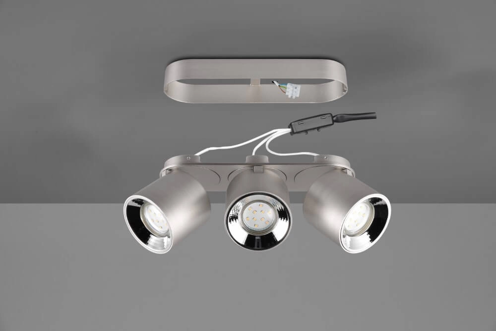 Plafonnier Guayana Nickel à 3 ampoules Trio 4017807574005
