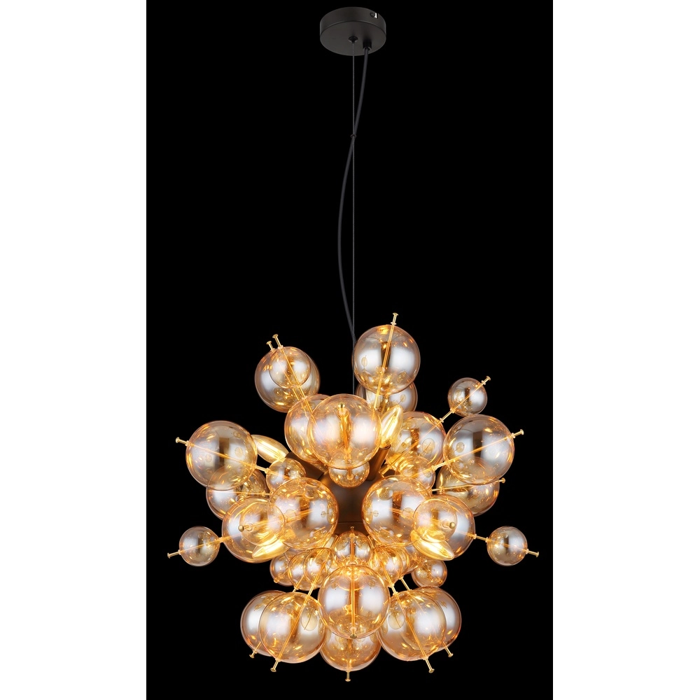 Lampe pendante unique Udo Verre ambré Ø 55cm Globo 9007371446643
