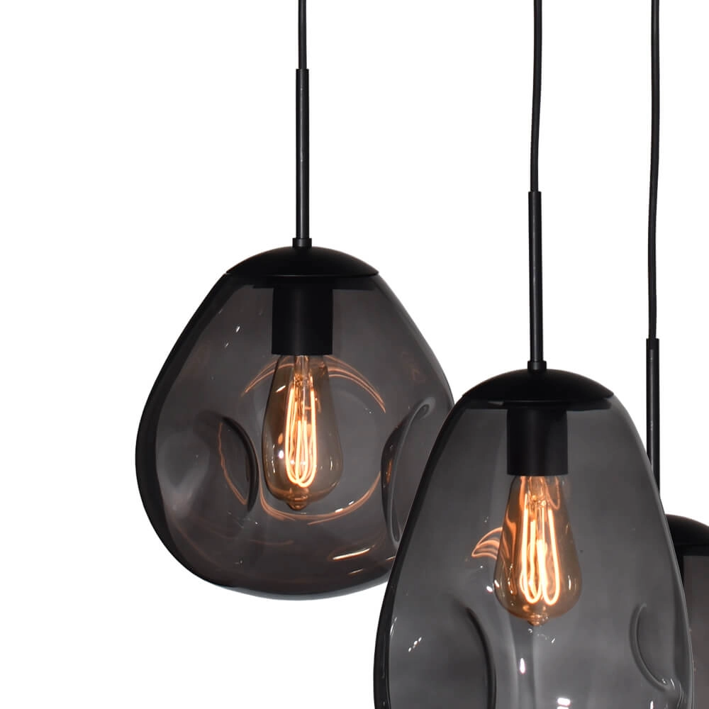 Lampe suspendue Lava Oval 6x verre à fumée Masterlight 8718121290126