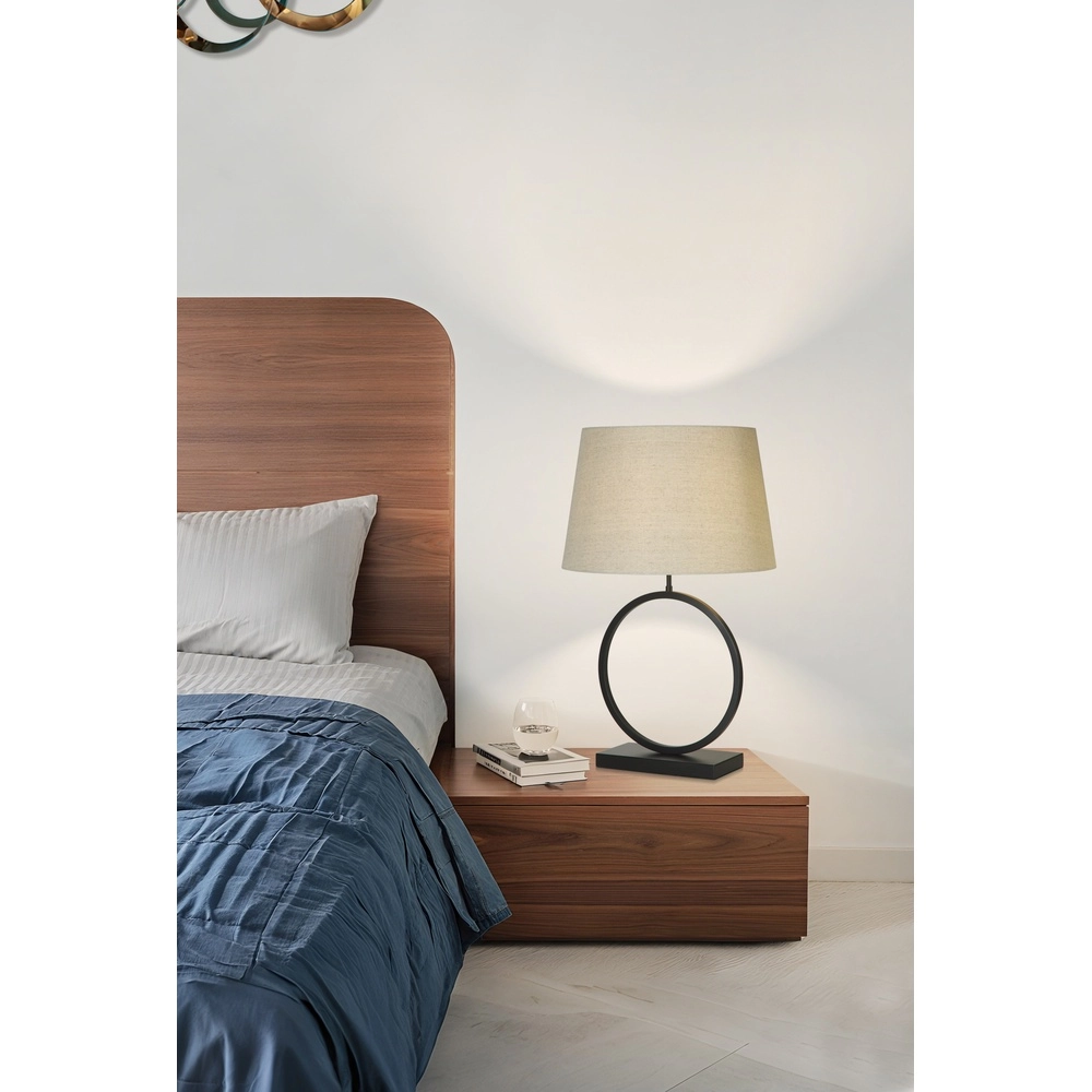 Lampe de table Elegant Noir avec teinte crème Searchlight 5053423305486