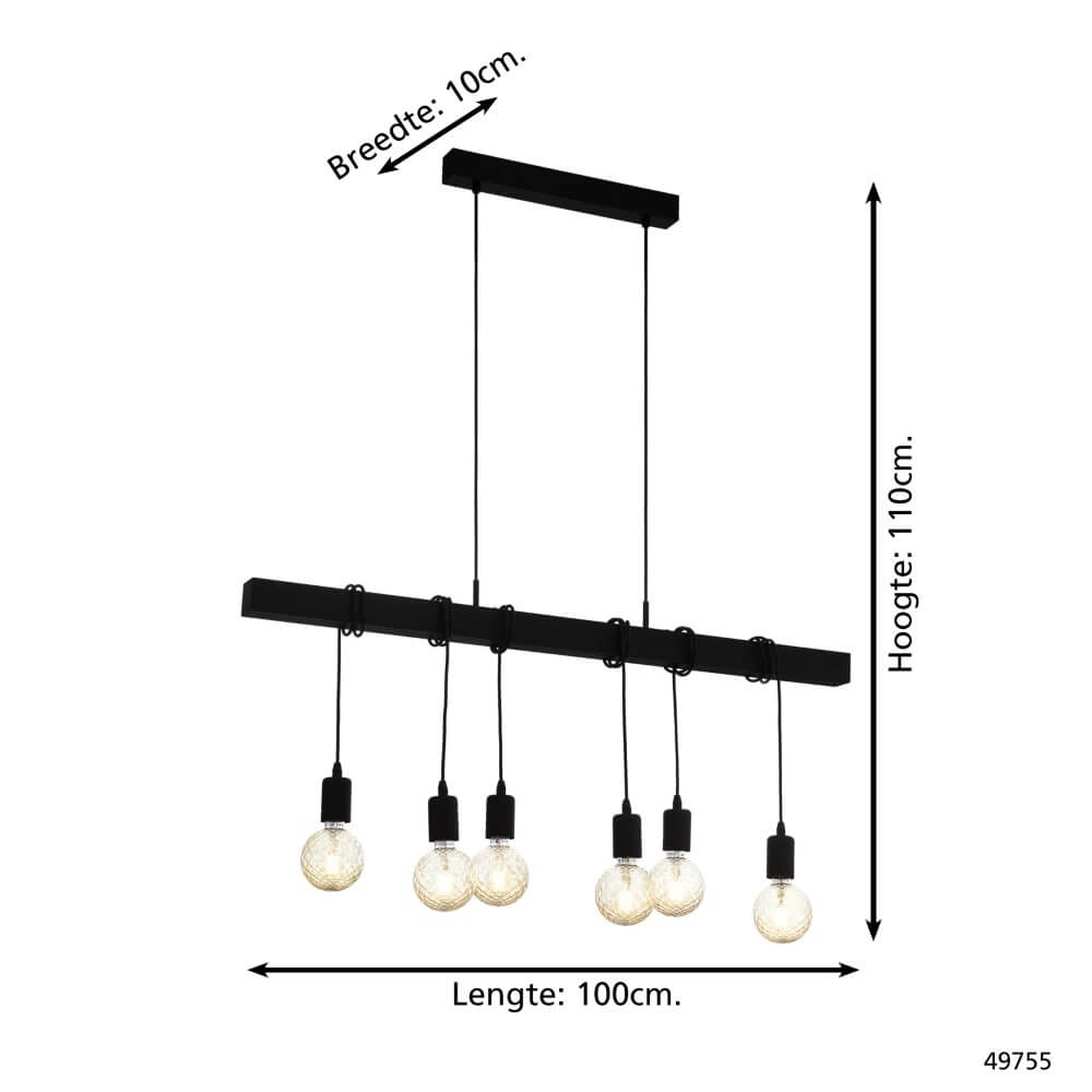 Lampe suspendue noire Townshend 6 lumières Eglo 9002759440626