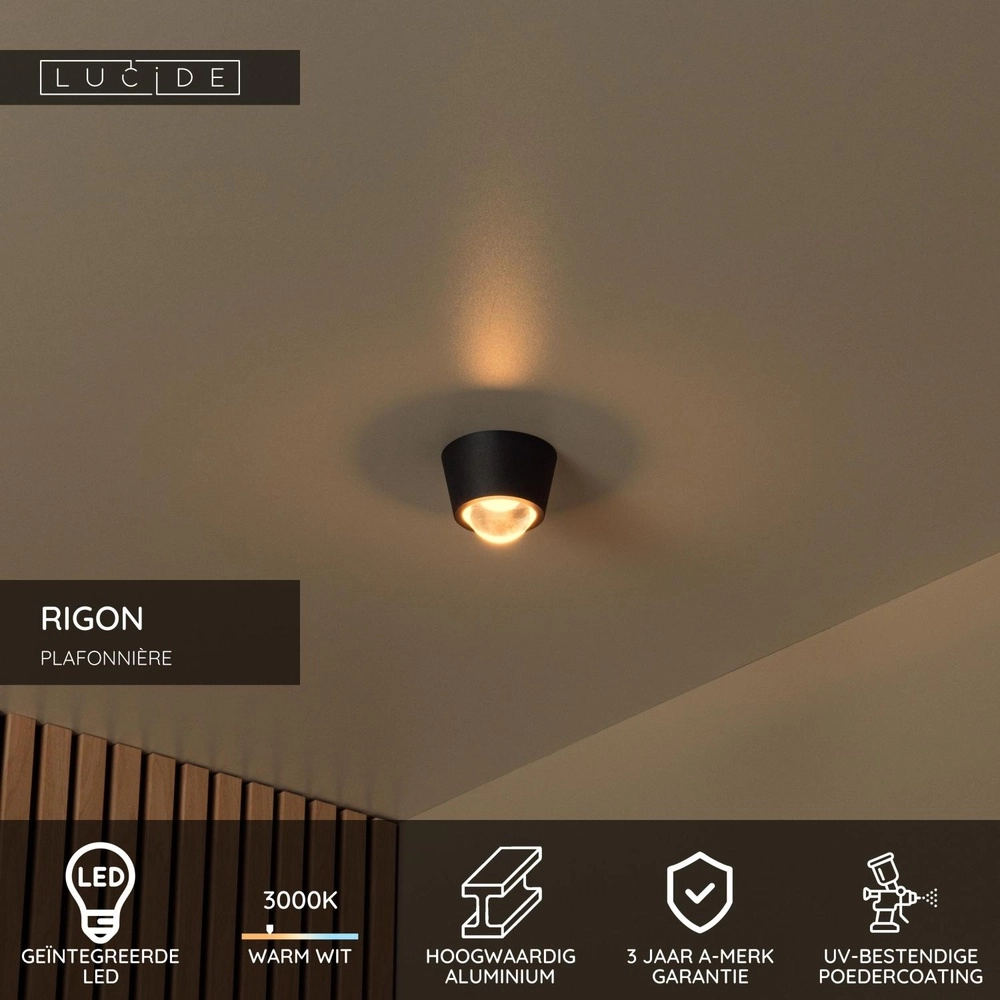 Lampe de plafond Rigon Noir Lucide 5411212040657