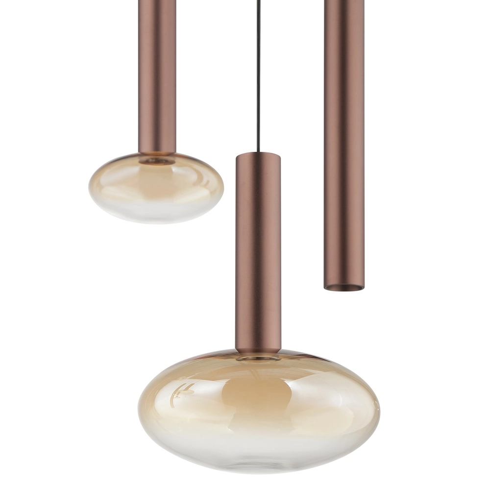 Lampe suspendue Veridian Café brun avec ovale en verre ambré Brilliant 4004353476907