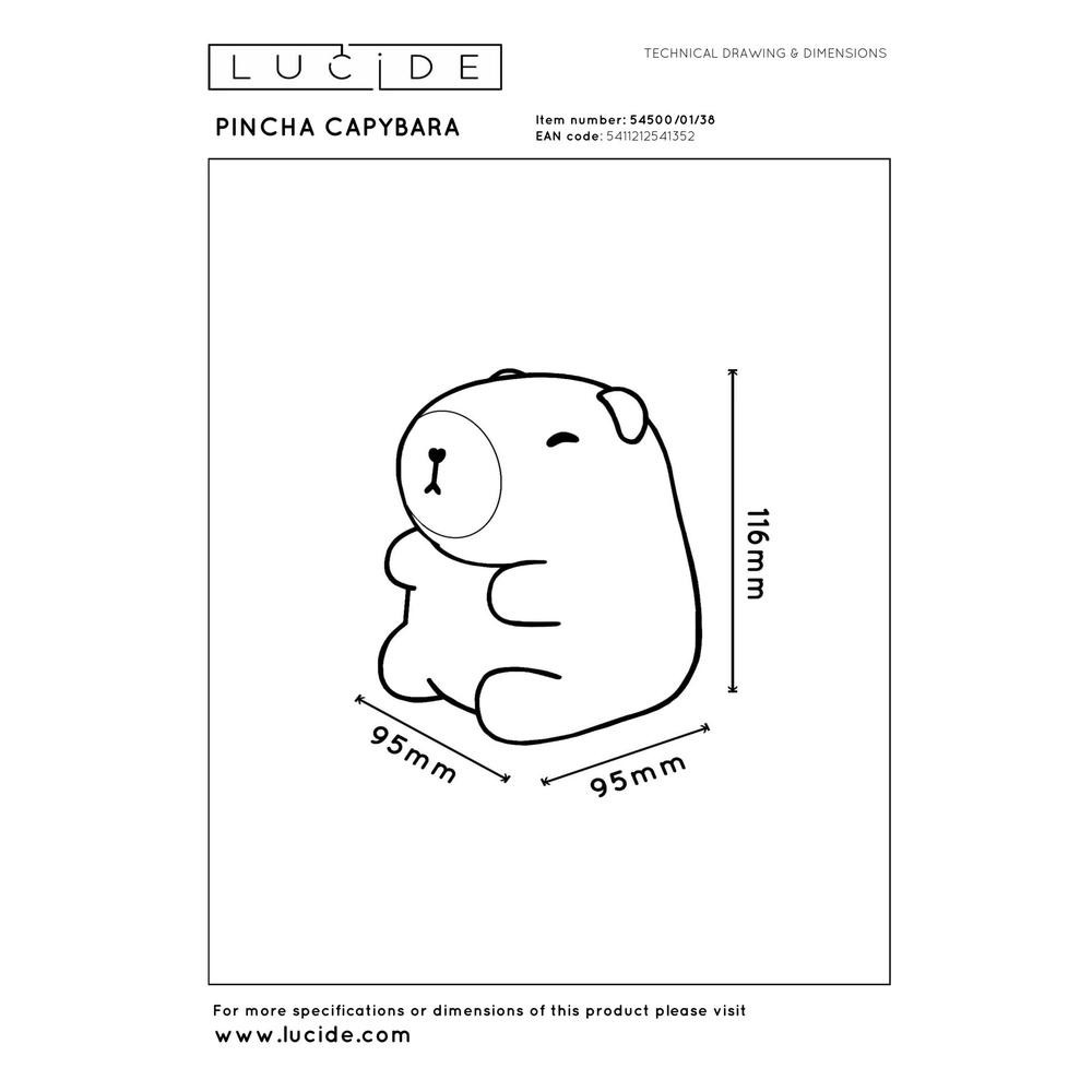 Veilleuse de la chambre des enfants Pincha Capybara Capybara Lucide 5411212541352
