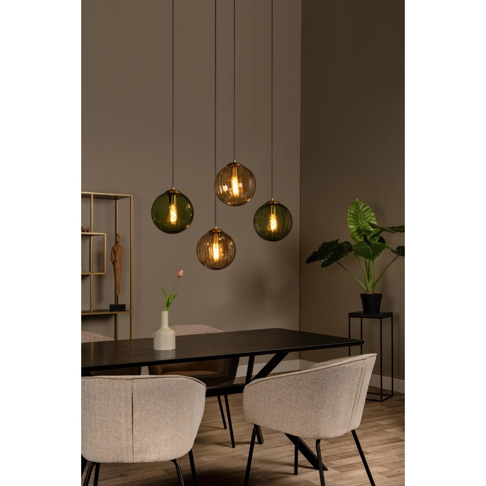 Lampe suspendue à 4 lumières Monsaraz Verre vert et ambré Lucide 5411212452429