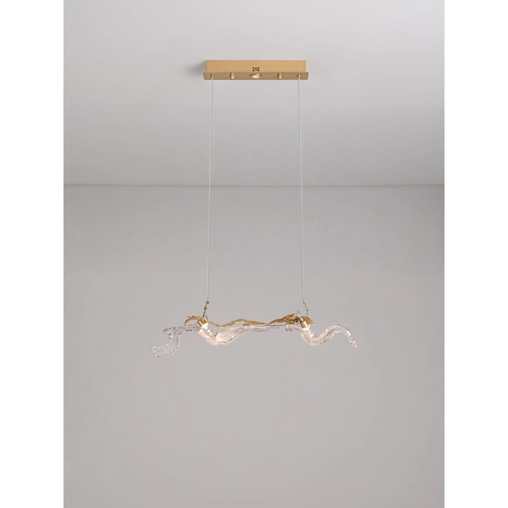 Lampe pendante dorée Avesa avec du verre transparent Lyora 5212063500419