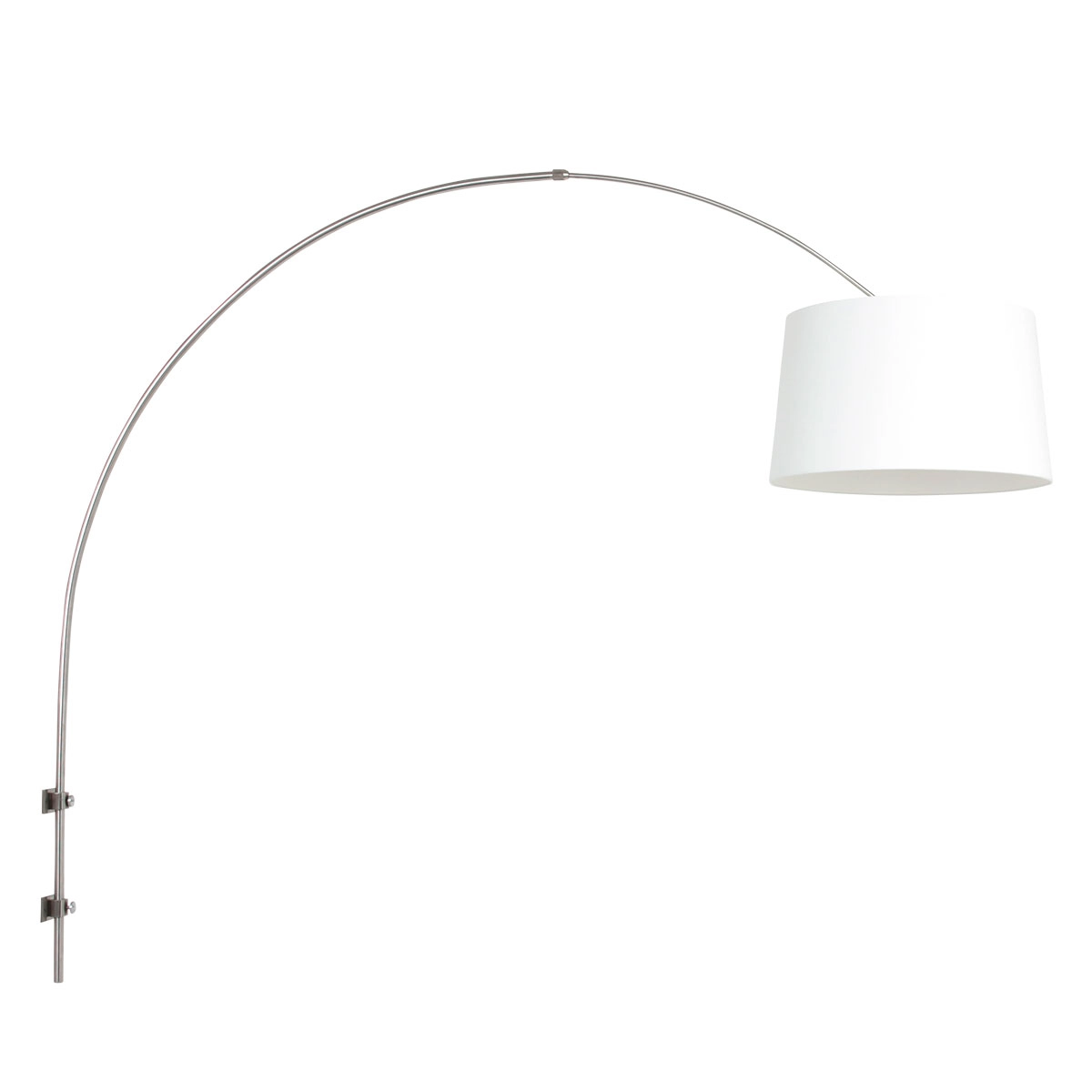 Lampe à arc murale Sparkled Acier inoxydable avec abat-jour blanc