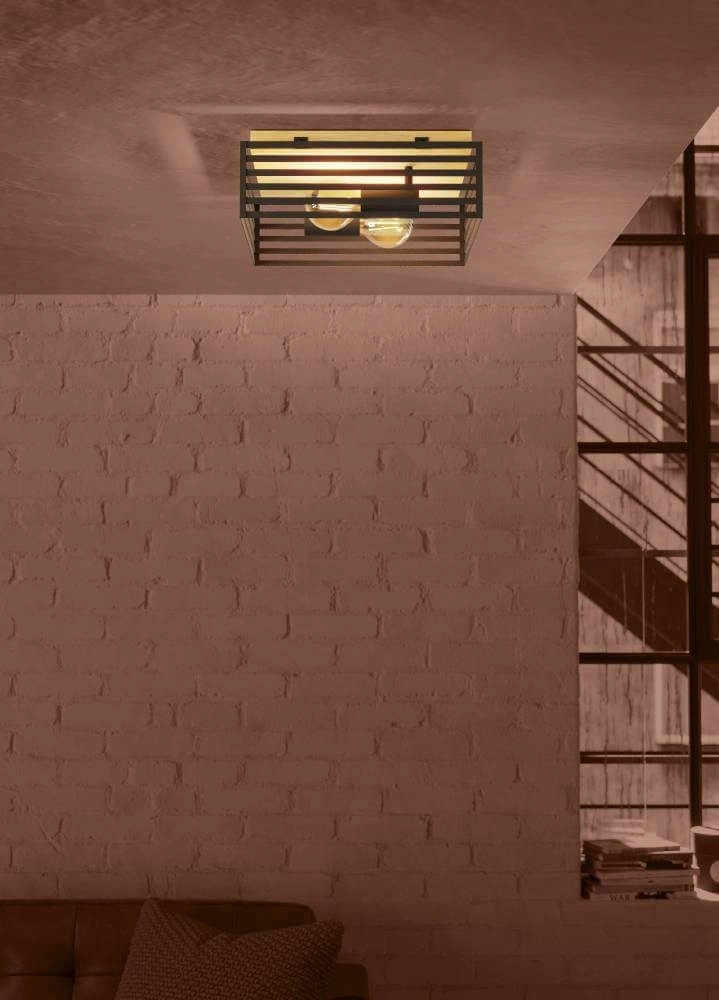 Plafonnier Cidraz carré avec du bois Stars of Light 9008606242733