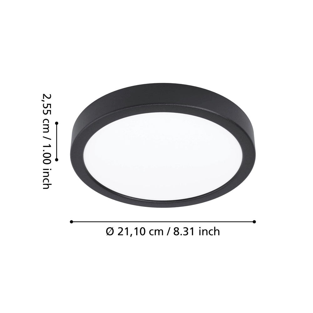 Lumière de plafond IP44 Fueva 6-Z rond - noir - Ø 21,1cm Eglo 9008606330485