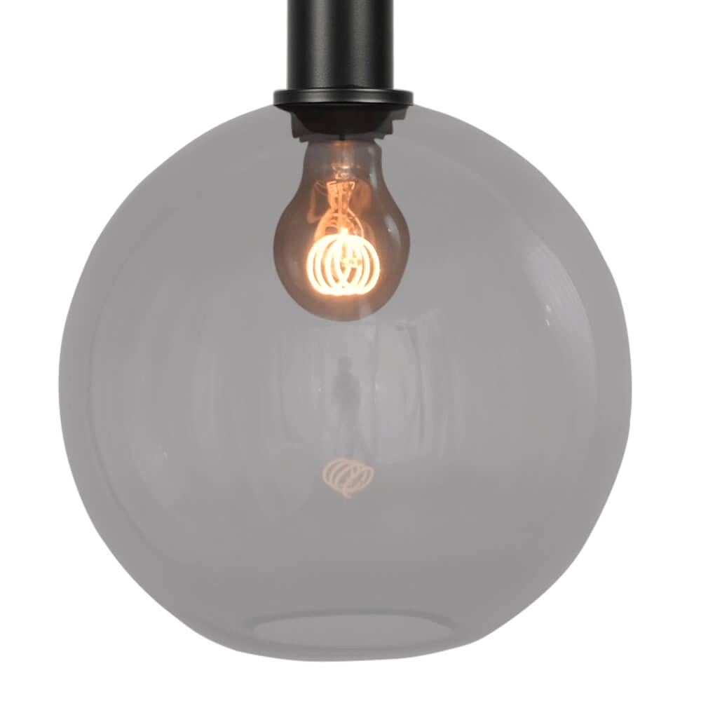 Lampe suspendue Ø 25cm Bella 2 Noir avec verre fumé Masterlight 8718121260549