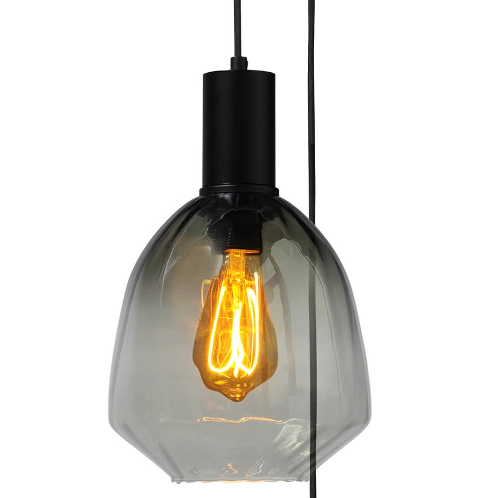 Suspension loft 3 lumières - noire - Porto avec des lunettes vertes Nicolette Masterlight 8718121270937