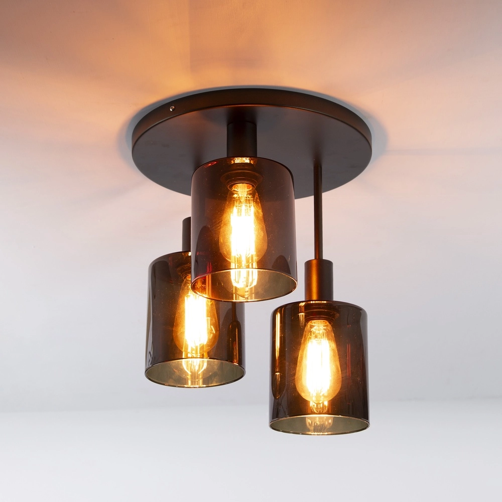 Lampe de plafond brun foncé Sepiora Ø 35cm - 3x E27