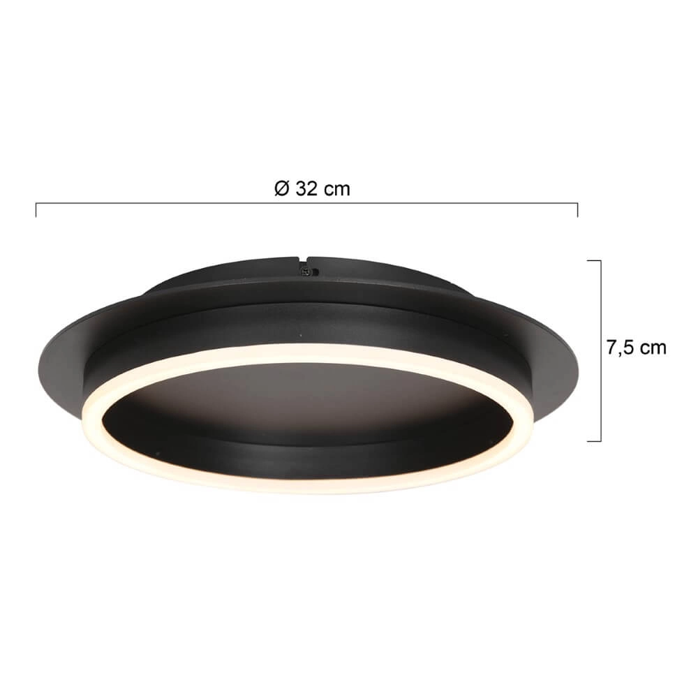 Plafonnier LED moderne Ringlux noir - Ø 32cm Steinhauer 8712746170573