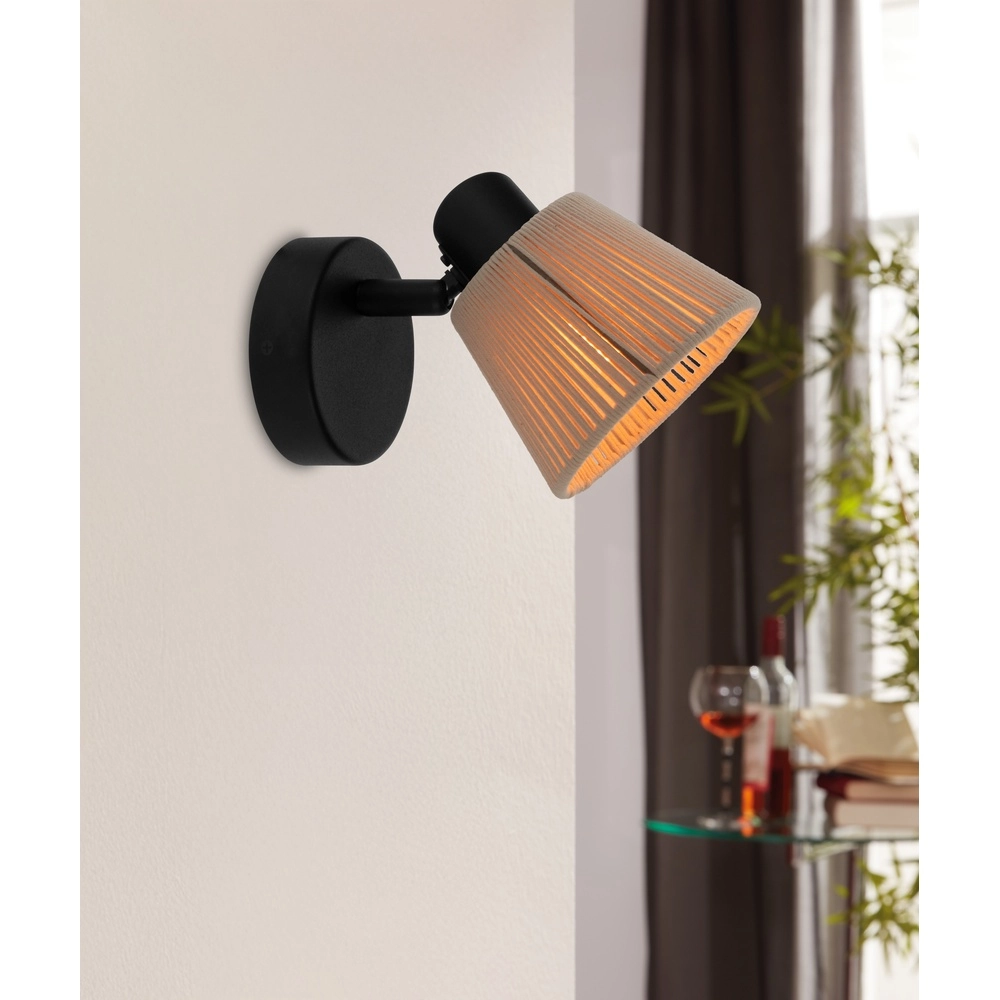 Applique Seagard noir avec rotin Eglo 9008606359820