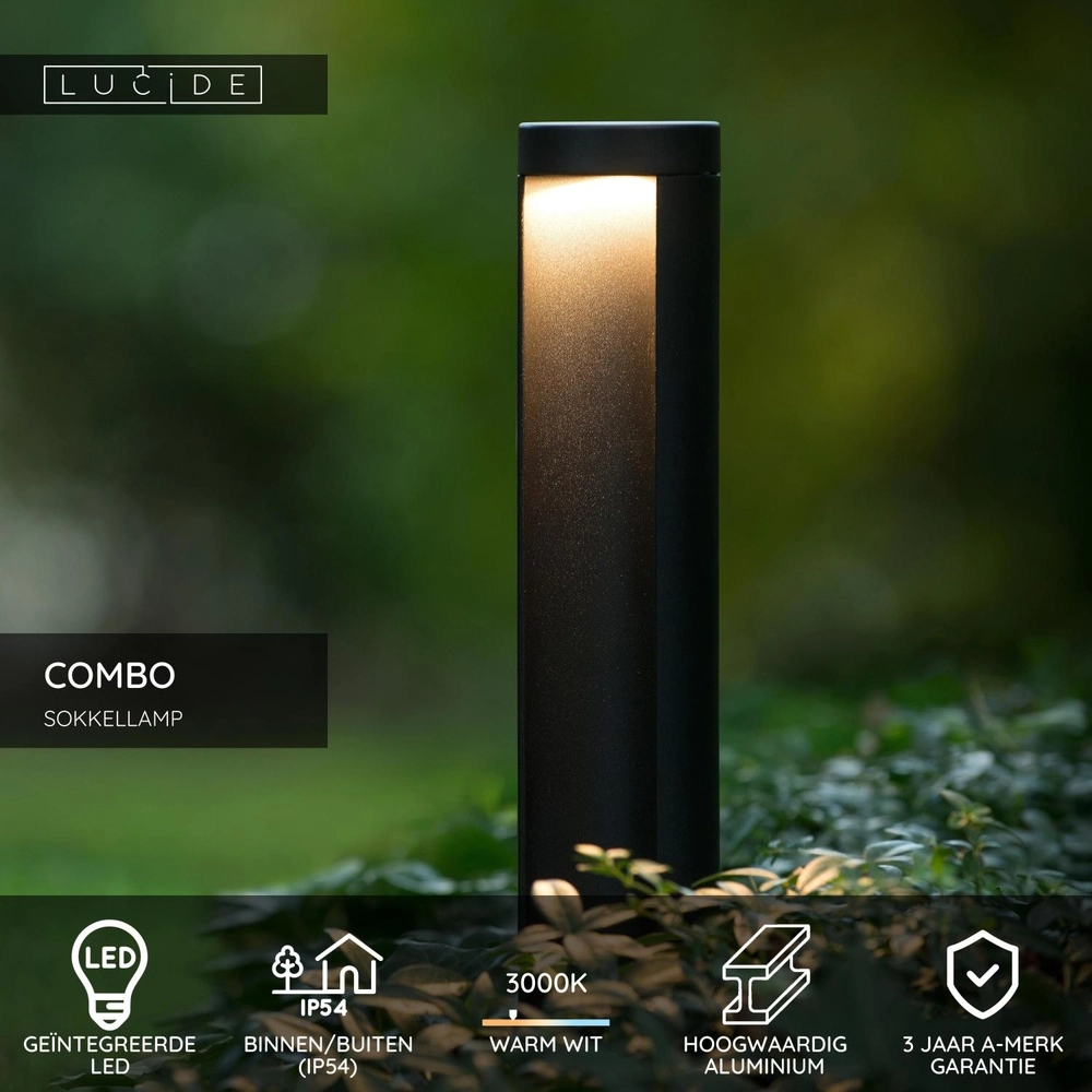 Éclairage de voie de conception Combo 65 cm noir Lucide 5411212271303