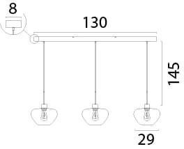 Suspension 3 lumières Genua noir avec verre doré Ø 29cm Masterlight 8718121356945