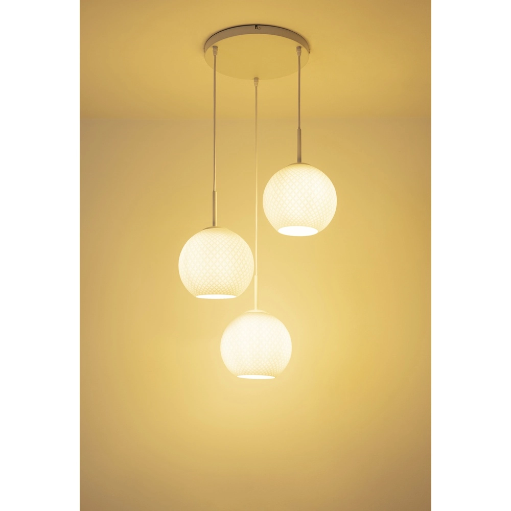 Lampe pendante blanche Andre Conception à 3 lumières Globo 9007371586462