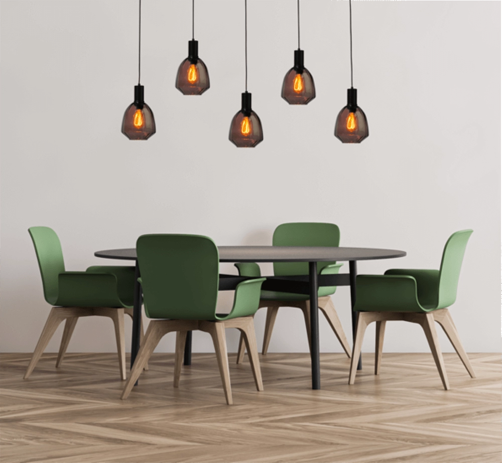 Lampe suspendue 5 lumières - noire - Porto avec des lunettes rouges Nicolette Masterlight 8718121270340