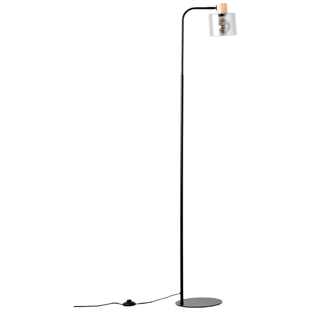 Lampe sur pied Weald noir avec du bois Brilliant 4004353419270