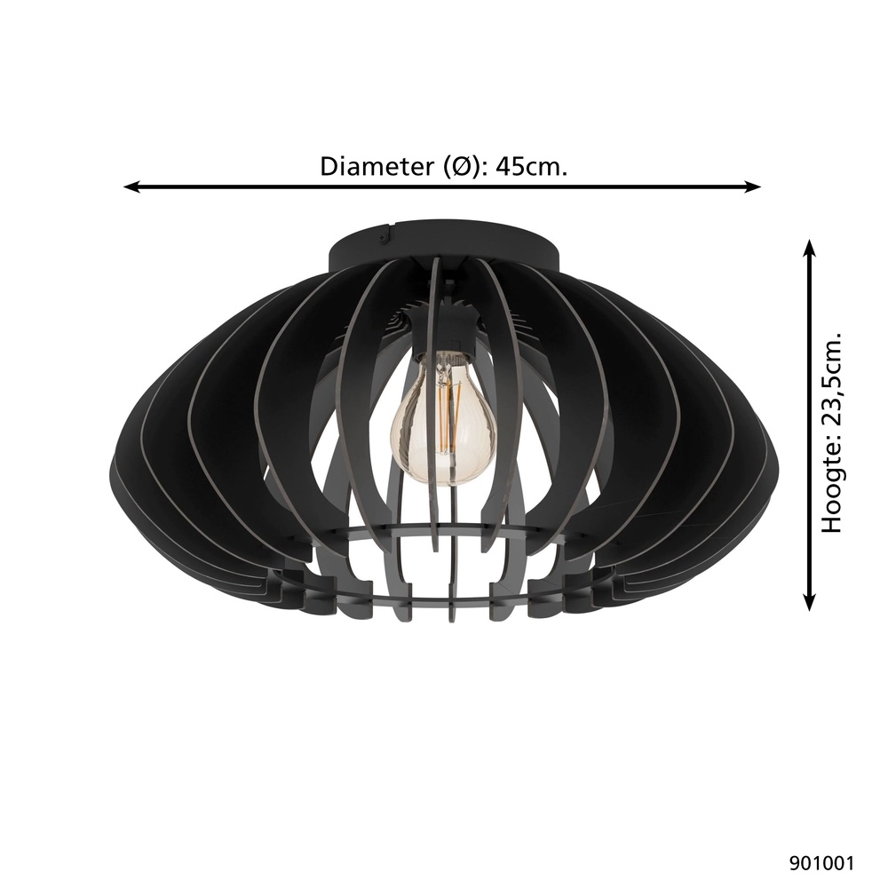 Lampe de plafond en bois Cossano 3 noir - Ø 45cm Eglo 9008606291380