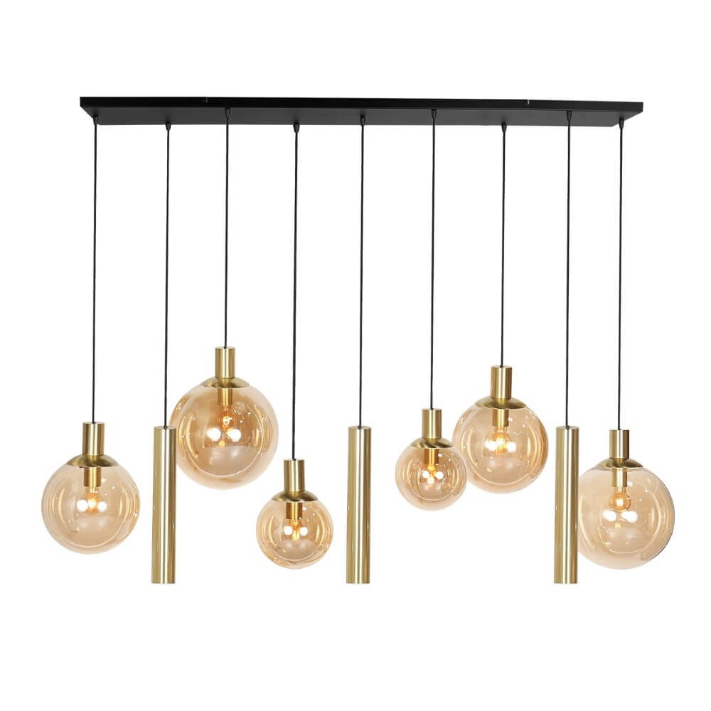 Lampe suspendue pour table à manger Bollique or avec verre ambré Steinhauer 8712746172980