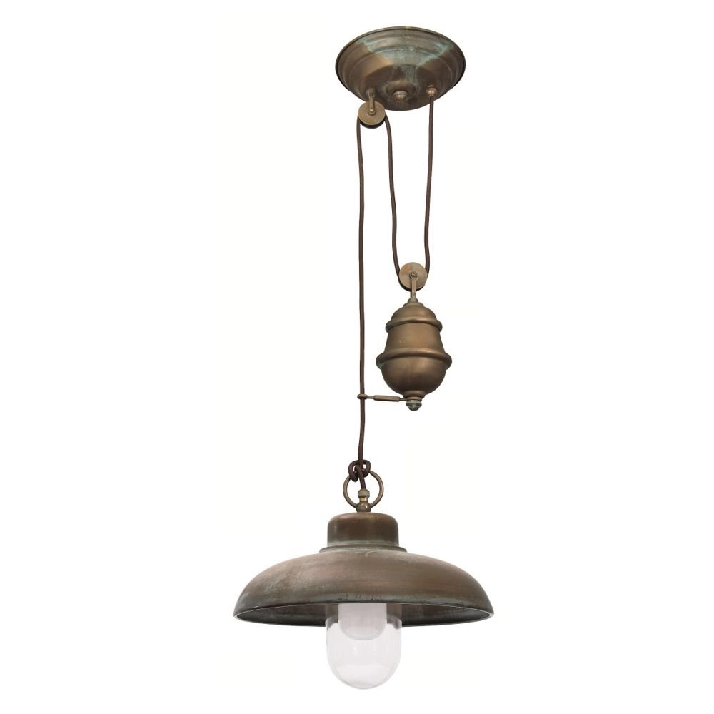 Lampe suspendue de porche Veranda 3 32cm marron cuivré