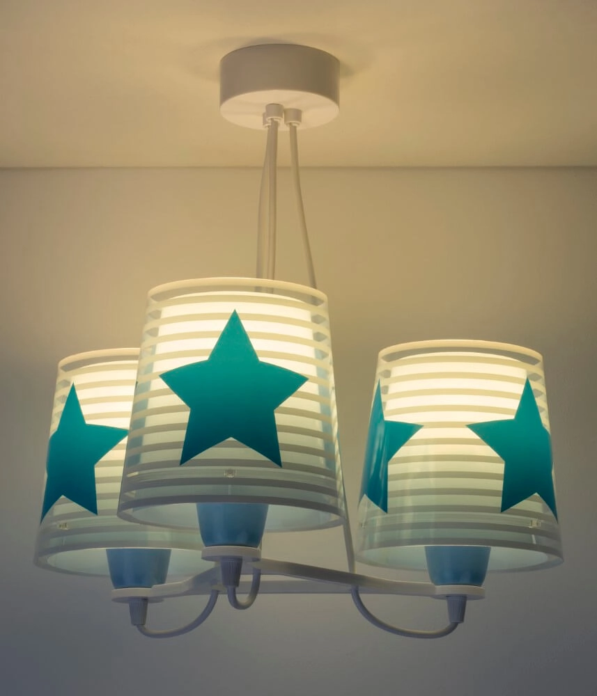 Lampe suspendue chambre d'enfant Light Feeling Star 3-bleu clair Dalber 8420406001043