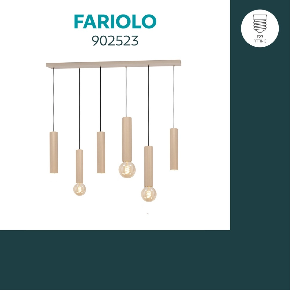 Lampe pendante de conception Fariolo 6 clairs brun sable droit Eglo 9008606391646