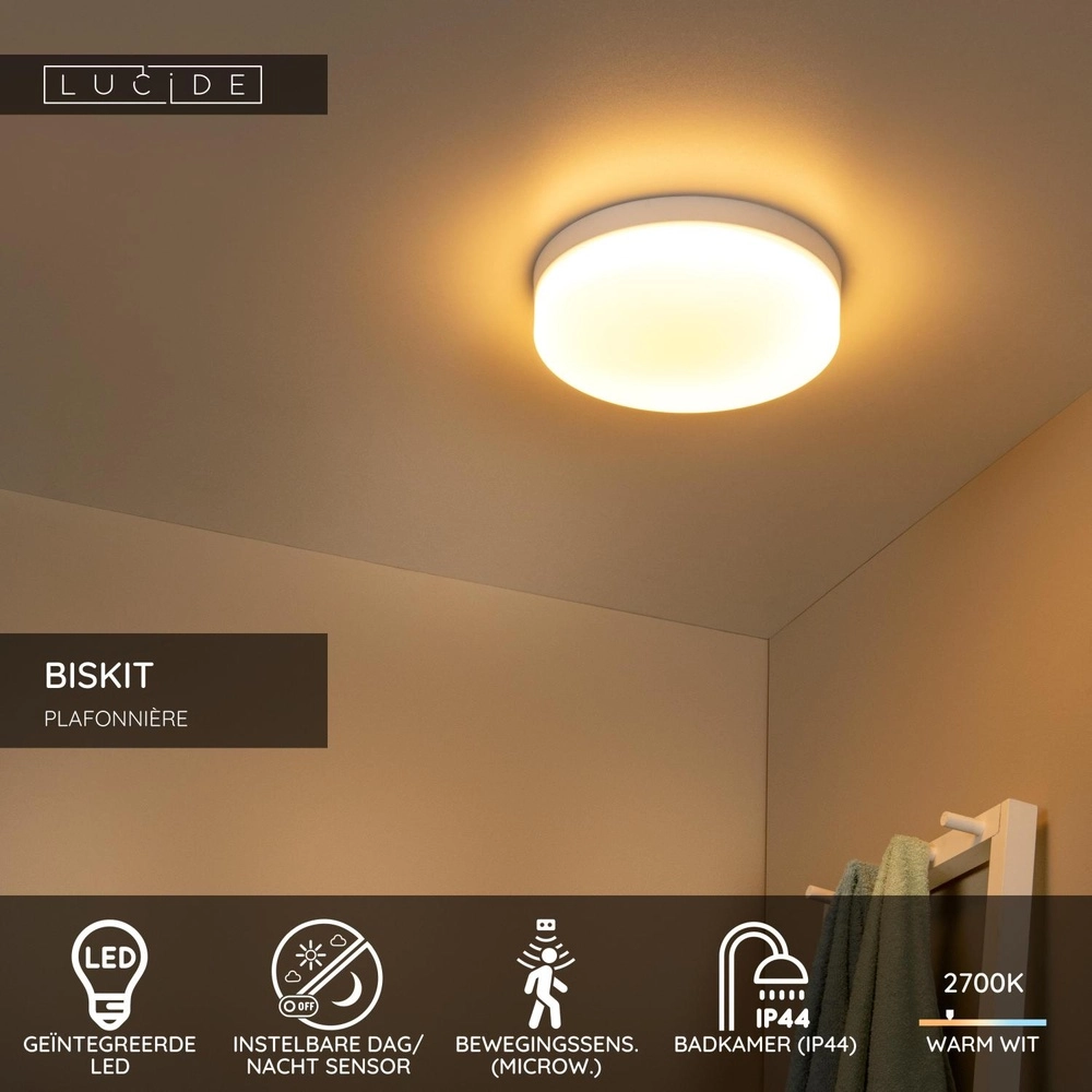 Éclairage de plafond Biskit Ø 28cm - IP44 blanc Lucide 5411212792167