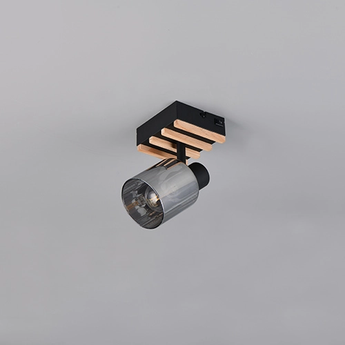 Lampe murale Travia noir avec bois Trio 4017807682588