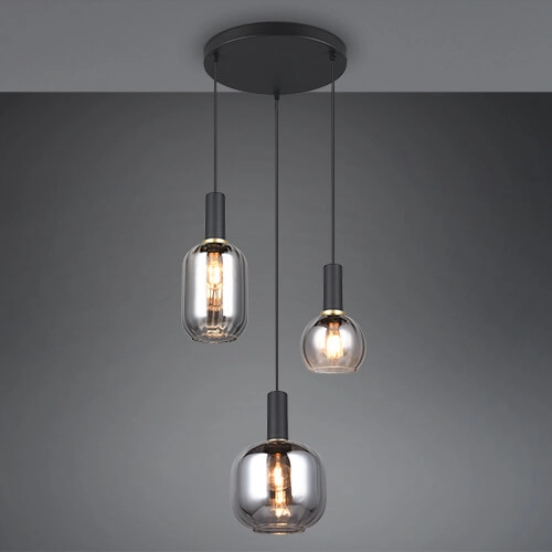 Lampe suspendue pour salle à manger Diva 3 lumières - verre fumé