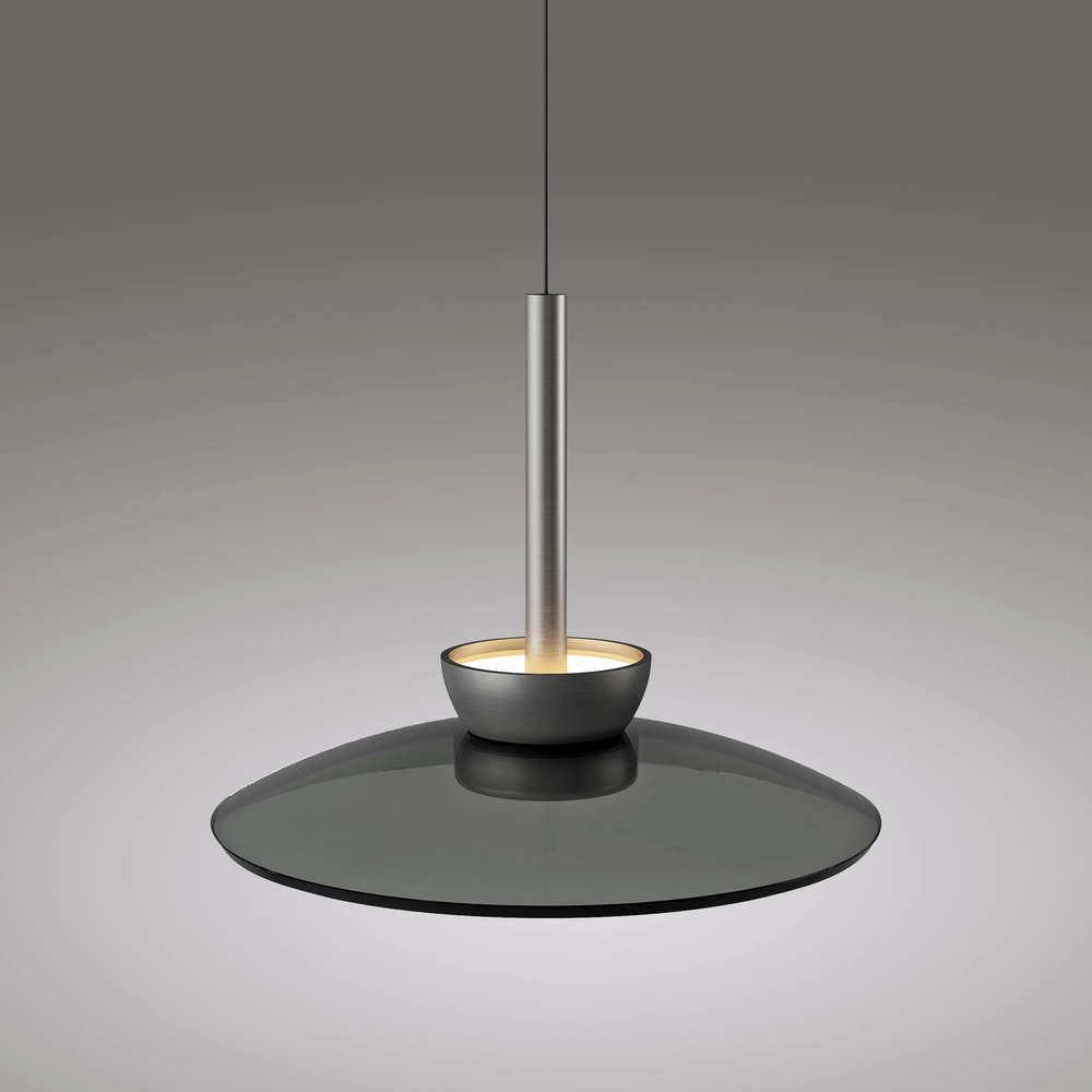 Lampe suspendue de table de salle à manger 3L Pure Moon Plaqué platine avec verre fumé Paul Neuhaus 4012248386309