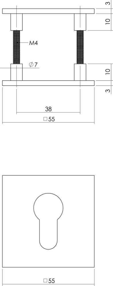 Rosace aimantée Tira trou de cylindre carré en acier inoxydable Intersteel 8714186444498