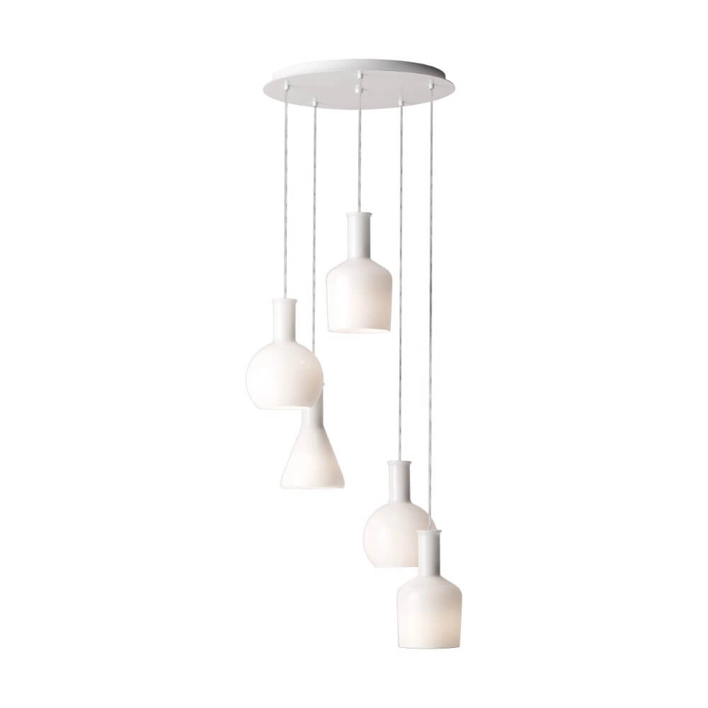 Lampe suspendue blanche Pascoa 5 lumières Lampe suspendue blanche Pascoa 5 lumières