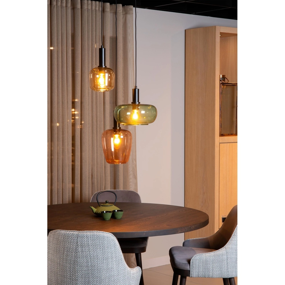 Lampe pendante à 3 lampes Ilona noir avec lentilles colorées Lucide 5411212452740