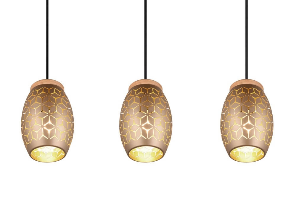 Lampe à suspension marron Bidar 3 lumières Trio 4017807579031