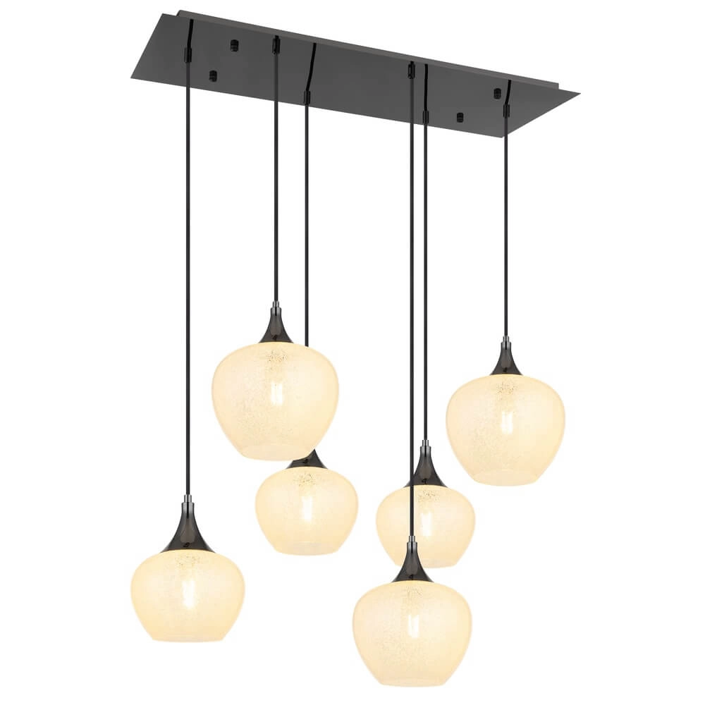 Suspension anthracite Maxy avec verre blanc 6 lumières Suspension anthracite Maxy avec verre blanc 6 lumières